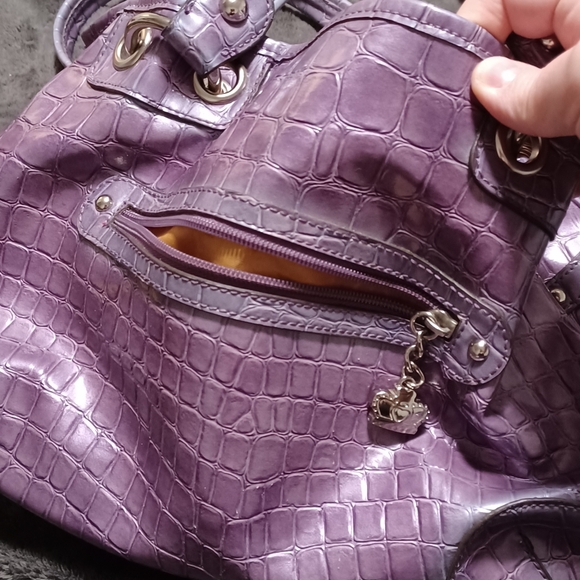 Purple Crocodile-Embossed Handbag - Picture 3 of 11